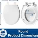 Bemis Aurora Slow Close Toilet Seat, Easy Clean Hinges and Adjustable Perfect Fit Plastic Seat, Made in USA, Round, Cotton White