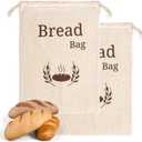 New Living Organic Linen Cotton Bread Bags 2 Pack | Extra Large 44x35 cm | Reusable Bread Storage Bags