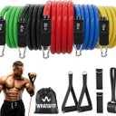 WHATAFIT Resistance Bands, Exercise Bands, Workout Bands with Handles, Door Anchor and Ankle Straps, 5 Resistance Levels Fitness Bands for Strength Training, Physical Therapy, and Home Gym Equipment