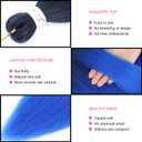 22inch Navy Blue Ombre Braiding Hair Pre Stretched 1B Blue Braiding Hair Extensions Hot Water Setting Styles 4pcs/pack (1B/Blue)