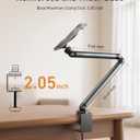 TELESIN Magnetic Phone Holder for Desk and Bed - Strong Magnetic - Tablet Stand Holder with Long Arm - 360 Freely Adjustable Rotation Base - Upgraded Silicone Clamp for iPhone, Android & IPad Series