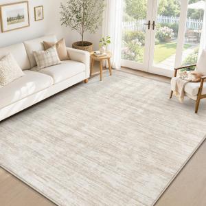 6x9 Area Rugs Living Room Rug: Washable Modern Abstract Rugs Neutral Non Slip Rug Soft Low Pile Indoor Bedroom Carpet for Nursery Office Dining Room Kids Room (Beige, 6'x9')