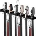 Belt Hanger for Closet Max 42 Belts, 2-in-1 Wall Mount Belt Organizer with 360 Rotating Hooks, Wooden Tie and Belt Rack for Closet Accessories Organizers and Storage, Black