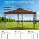 10x10 Canopy Replacement Top Cover Canopy Top Replacement Double Layer Vented Sunshade Cover Fits Standard 10'x10' Outdoor Gazebo Frame for Backyard/Patio/Garden Waterproof UV Resistant (Brown)
