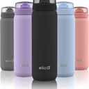 Ello Cooper 22oz Stainless Steel Water Bottle with Straw and Carry Handle, Double Walled and Vacuum Insulated Metal, Leak Proof Locking Lid with Soft Silicone Spout, Reusable, BPA Free, Black