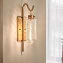 Vintage Gold Farmhouse Wall Sconce Light Fixture with Glass Shade & E26 Socket - Indoor Wall Lamp for Living Room, Bedroom, Bathroom, Hallway