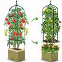 Raised Garden Bed Planter Box with Trellis, 71" Self-Watering Tomato Planter with Trellis for Climbing Vegetable and Plants, Tomato Cage Planters for Indoor Outdoor Patio Greenhouse Gardening (1Pack)