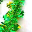 33FT Glitter St.Patrick's Day Tinsel Garland Decorations Green & Gold Shamrock Clover Metallic Twist Shamrock Garland for Irish Festival Party Tree Mantle Office Parade Floats Ornaments