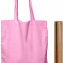NPBAG 5 Pack 15'' X 16'' Baby Pink Cotton Tote Bags, Blank Bulk Cloth bags with 1pc of PTFE Teflon Sheet (Medium)