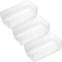 LotFancy Clear Drawer Organizers, 6'' x 3'' x 2'', Set of 3, Drawer Organizer Trays for Desk, Plastic Storage Bins for Bathroom, Makeup, Utensils, Stackable