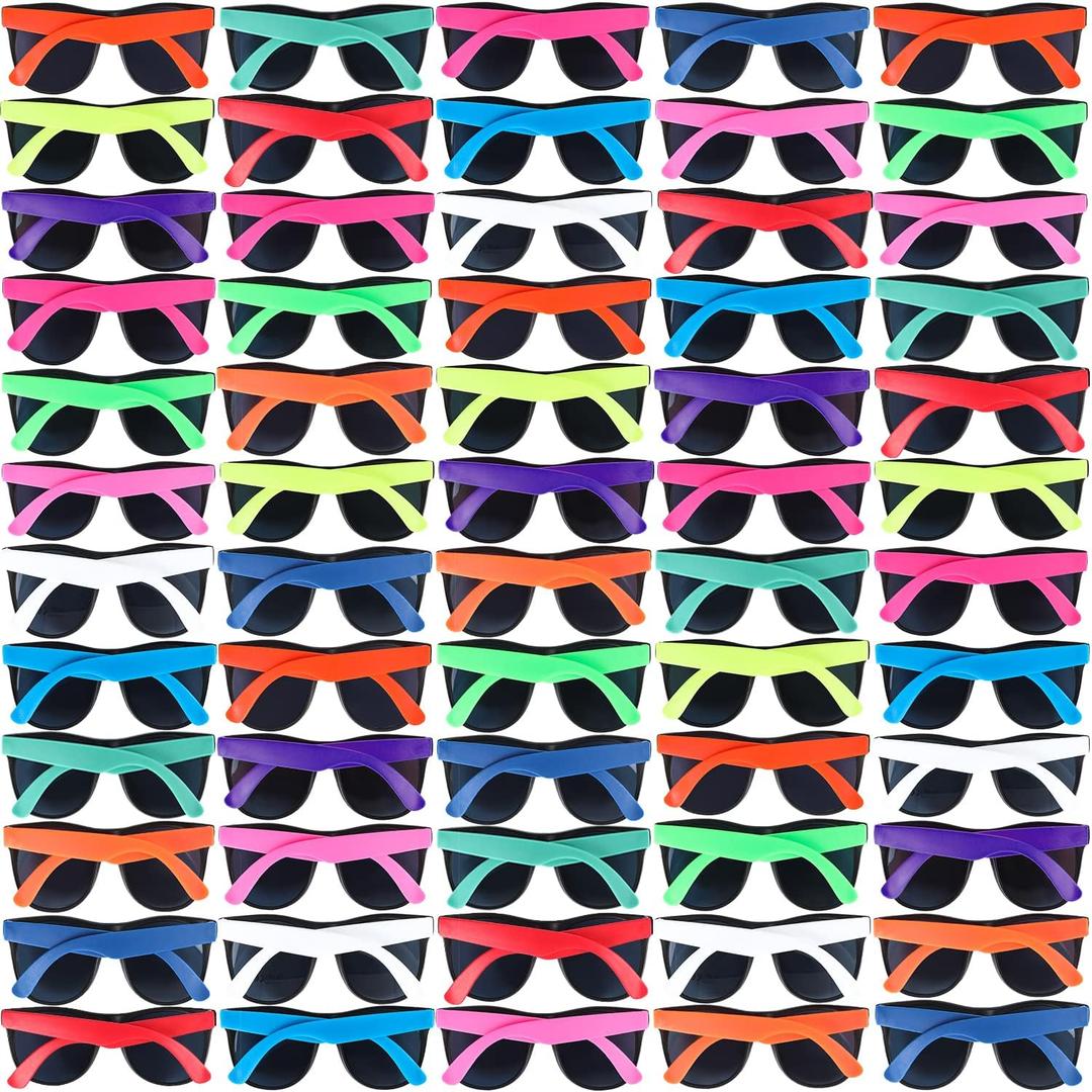 60 Pack Sunglasses Bulk for Party favors,12 Neon Sun Glasses with UV400 Protection,Great Gift for Pool &Beach Party,Birthday,Goody Bag Filler,Outdoor Party Supplies for Teens Adults