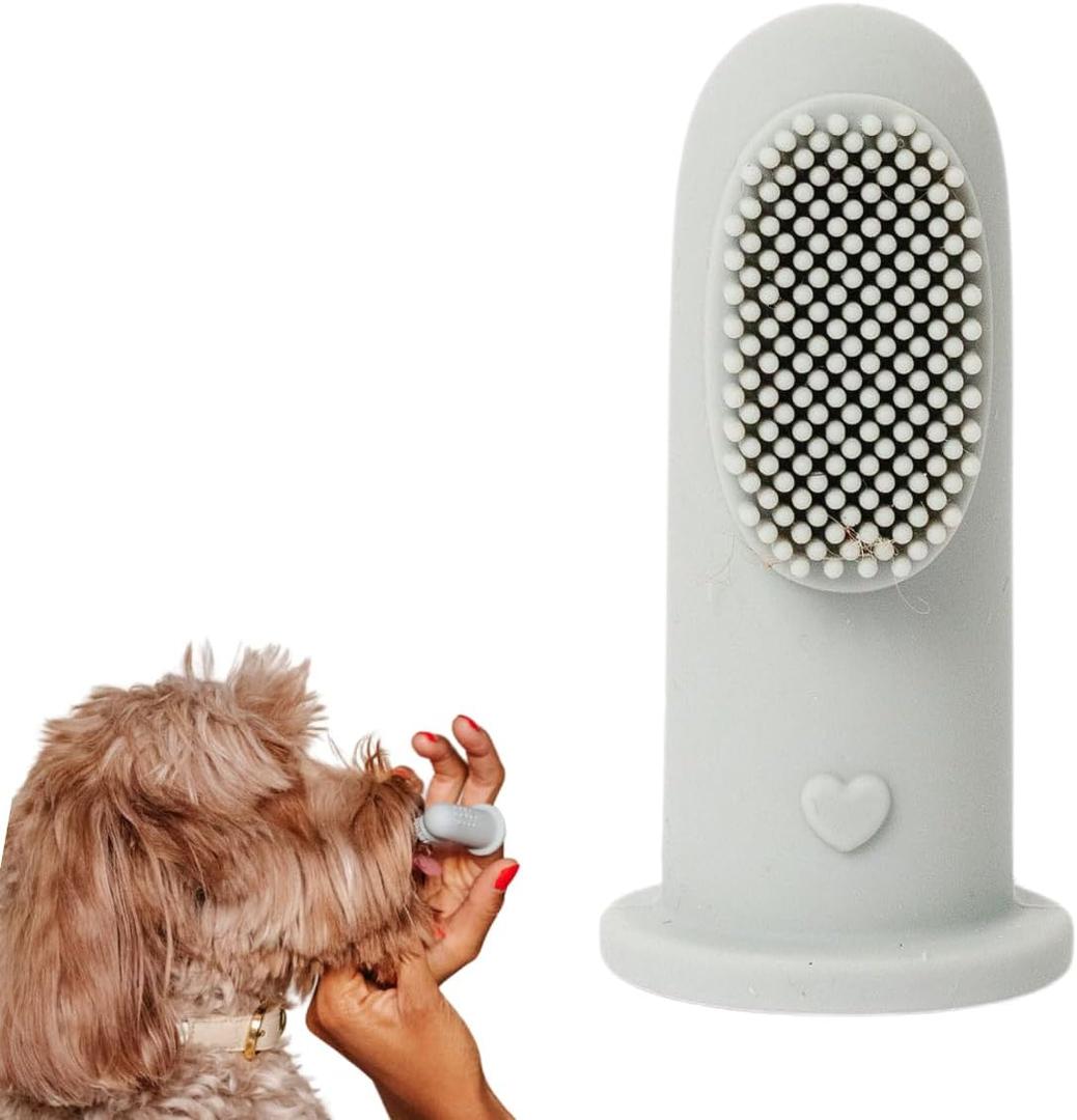 2 x pupwell Puppy Breath Daily Dog Finger Toothbrush for Bad Breath, Removing Plaque and Tartar Buildup Made from Silicone (Slate Blue)