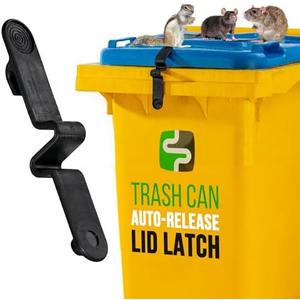 SafeWaste Push Clip Trash Can Locks, Easy to Install, Durable Trash Can Lock for Cart Lid Security, 28-96 Gallon Garbage Can Lock for Outdoor, Auto Release Mechanism, Wind-Resistant - 1PC Strap