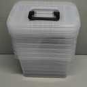 Plastic Storage Bins with Lids 6 Packs, 7 Quart Storage Organizer Bins with Buckle-Up Latches and Handle, Stackable Storage Containers for Home Pantry Office Classroom Organization, Clear (Black)