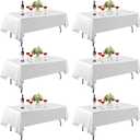6 Pack Rectangle Table Cloth, 60 x 102 inch White 100% Polyester Thickened Fabric for Banquet Wedding Party Rectangular Tablecloths, Stain Resistant and Washable
