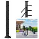 Egadis 1 Pack 35"x3"x3" Horizontal Aluminum Stair Railing Post, Stair to Right Turn Post, Black Textured Powder-Coat Finish Horizontal Rail System for Outdoor Decks, Porches & Balconies