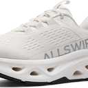 ALLSWIFIT Women's Slip On Walking Shoes Cushioning Hands Free Non Slip Breathable Comfort Workout Running Jogging Gym Athletic Tennis MoveSlide Fashion Sneakers,Size 9,White,AWUMRS2506