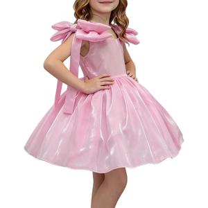 KLFFLGID Girls Satin Flower Girl Dress for Wedding Tulle Ball Gown Sleeveless Princess Party Dress for Birthday (Purple)