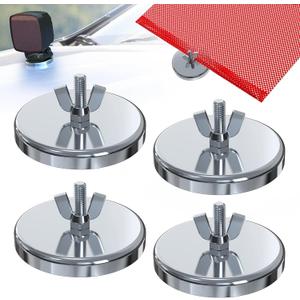 4 PCS Magnetic Flag Holder for Truck, Heavy Duty Magnet Kit for Wire Loop Flags, 3.1in Diameter Magnet Mount Base, Large Strong Magnetic Holder for Hang Warning Flag Sign Oversize Load Magnets Flag