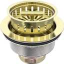 BOTEMY B9171 Gold Kitchen Sink Drain Kit 3 1/2 Sink Strainer for Kitchen Sink with Stainless Steel Strainer Stopper Drain Assembly Basket Strainer Fit Standard Sink Drain Hole