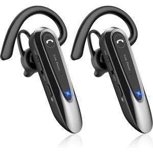 Link Dream Bluetooth Earpiece Wireless CVC8.0 Headset for Cell Phone Dual Mic Noise Canceling Handsfree Phone Earpiece with Mute 20Hrs Talk Time 180 Day for iPhone Android Home Office Driving 2 Pack