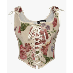 Scarlet Darkness Corset Tops for Women Renaissance Lace Up Floral Overbust Boned Bustier Bodice 6