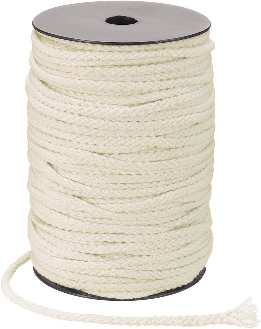 MECCANIXITY Macrame Cord 5mm x 295 ft Handmade Natural Cotton Rope, 8 Strand Twisted Braided Rope Cord for Plant Hanger Wall Hanging Dream Catcher Crafts Home Decoration, White
