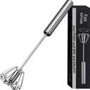 Egg Whisk, Upgraded Stainless Steel Semi Automatic Whisk,Hand Wisk Egg Beater Easy to Use for Making Cream, Blending, Whisking, Beating & Stirring (12 Inch)