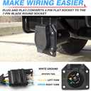 MICTUNING 4 Way Flat to 7 Way Round Blade Trailer Adapter Wiring Harness 4 Pin to 7 Pin Electrical Connect Wiring Plug Connector with Mounting Bracket for RV Truck Factory Tow Package