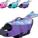 cyeollo Dog Life Jacket Reflective Mermaid Life Vest for Swimming Boating, High Buoyancy Pet Preserver Lightweight Small Dog Lifejackets with Front Float, Purple XS (X-Small (Chest Girth: 13"-16"))