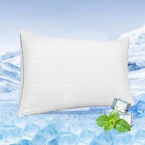 Cooling Pillows Queen Size, Memory Foam Pillows with Zipper, Adjustable Firmness for Sleeping Cool Cold Pillow to Hot, Side, Back and Stomach Sleepers, Set of 1 
