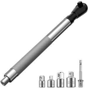 SNEZHANA 3/8" Offset Extension Wrench for Electric with Versatile 1/2", 1/4" Square Drive Adapters Impact Ratchet Extender, for Tight Spaces