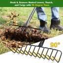 Garden Rake for Leaves, 60 Inch Heavy Duty Rakes for Lawns Yard Mulch Gathering, Metal Thatch with Adjustable Handle, Wide Bow Rake Head for Grass Deribs