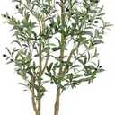 HZXGCP Olive Tree 5ft, Artificial Olive Tree with White Pot, Fake Tree with 1152 Dense Leaves & 64 High-Simulated Olive Fruits - Easy Assembly, Low Maintenance (Olive Tree 5ft)