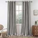 DriftAway Farmhouse Curtains for Living Room Vertical Striped Linen Curtains Semi Sheer Light Filtering Grommet Window Treatments, 96 Inches Long, 2 Panels, Black on Beige