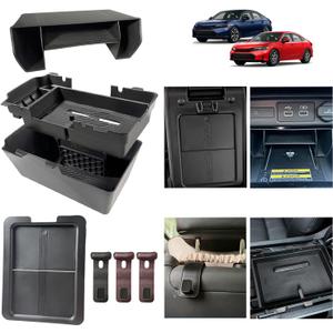 6pcs-2025 2026 Civic Center Console Organizer Hidden Storage Organizer for 2022-2026 Honda Civic 2026 Accessories 11th Gen Sedan Hatchback LX EX Sport Armrest Organizer(Not for Si/SporTouring)