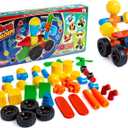 POPULAR PLAYTHINGS Mag Builder Building Set, Magnetic Vehicle Toy for Kids Imagination and Creative Play, Crazy Shapes Gift for Children - 40 Pieces