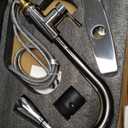 Kitchen Faucet with Pull Down SprayerStainless Steel Single Handle Kitchen Faucet1/3 Hole, Deck Plate IncludedSuitable for farmhouses, Campers, Laundry Rooms, RVs, and Bars (Chrome)