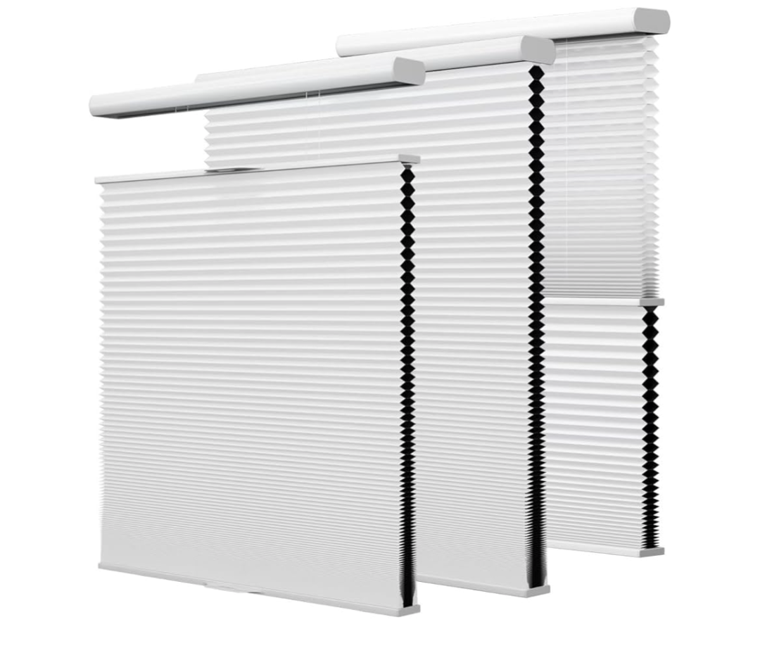 Cellular Shades Cordless, Blackout Top Down Bottom Up Honeycomb Blinds 2-in-1 Day Night Cellular Blinds, Custom Size Pull Down Pleated Accordion Shades for Windows (White, 34"*64")