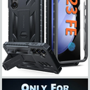 FNTCASE for Samsung Galaxy S23-FE Case: Military Grade Protective Hard Phone Case with Kickstand | Screen Protector | Shockproof TPU Full Protection Drop Proof Phone Cover for Galaxy S23 FE 5G Black
