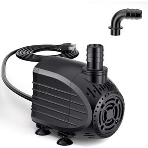 NFESOLAR Submersible Water Pump 200GPH, Ultra Quiet Submersible Pump with Dry Burning Protection 5.4ft High Lift for Fountains, Waterfall, Hydroponics, Aquariums KF203