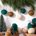 SmoothNovelty 36 Pcs Christmas Felt Ball Ornaments Mini Wool Felt Balls 1.57 Inch Christmas Tree Hanging Decorations Brown Green Beige Pompom Decoration DIY