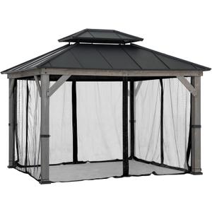 Sunjoy Replacement Mosquito Netting Panels, Waterproof 4-Panels Screen Walls for 10 x 12 ft Gazebo, Patio & Backyard Protection, Black