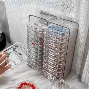 Acrylic jewelry box, crystal storage box, crystal bracelet transparent desktop storage box, portable jewelry box, a long box (9*3.5*2.4 inches) and 12 small boxes (3.4*3.4*0.6 inches).