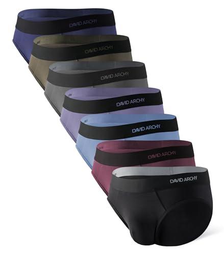 DAVID ARCHY Mens Underwear Briefs Bamboo Rayon Soft Breathable No Fly Support Pouch Underwear For Men 7 Packs L