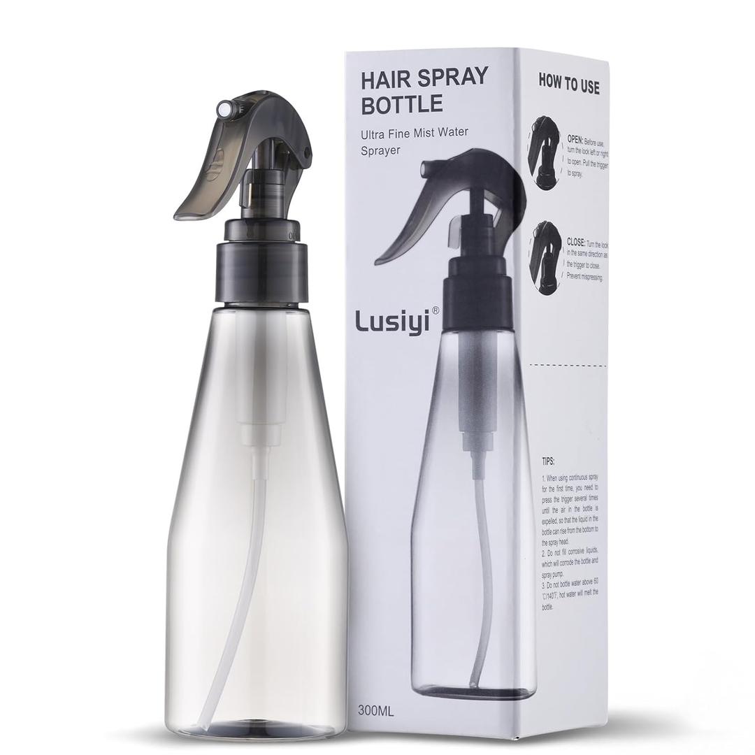 2 x Continuous Spray Bottle for Hair 10oz, Ultra Fine Water Spray Bottles for Cleaning, Plant, Pets (Plastic, 300ml)