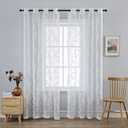 Anytime White Lace Sheer Curtain Panels for Living Room Elegant Window Treatment Sets Light Filtering Translucent Draperies for Office (2 Panels,W55 x L90 inch)
