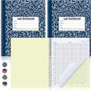 Affrolling 2 Pack Carbonless Lab Notebook Carbon Copy 8.5'' x 11'' 50 Set of Pages 100 Pages Total Laboratory Engineering Chemistry Computation Notebook Science Grid Total Coil Binding(Blue and White)