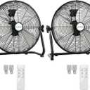 18" Industrial Floor Fan with Remote, High Velocity Heavy Duty Fan, 4200 CFM, 1-2-4 Hour Timer, 3 Speeds, 360° Tilt, Wall-Mounting System Included, for Home, Gym, Office, Garage (2 Pack)