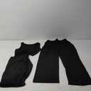 Fessceruna Womens 3 Piece Lounge Sets Pajamas Knit Long Sleeve Cardigan Crop Top Wide Leg Pants Loungewear Set (Small)